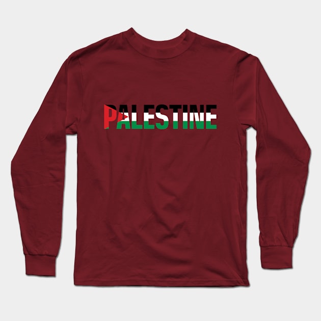 Free Palestine with Palestinian Freedom Flag Solidarity Design Long Sleeve T-Shirt by QualiTshirt